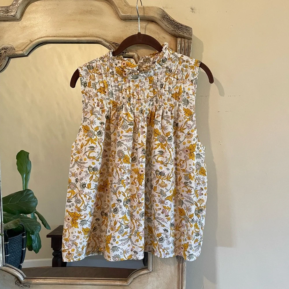 J. Crew Yellow Floral Sleeveless Top